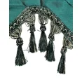 thumbnail image 4 of Gorgeous Home Linen Wave Hunter Green 1Pc Elegant Faux Silk Rod Pocket Swag Waterfall Ascot Dressing Window Valance with Tassels, 55" X 18", 4 of 5