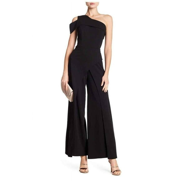Marina Combinaison Chic Extensible à une Épaule Découpée Noire 4 US S
