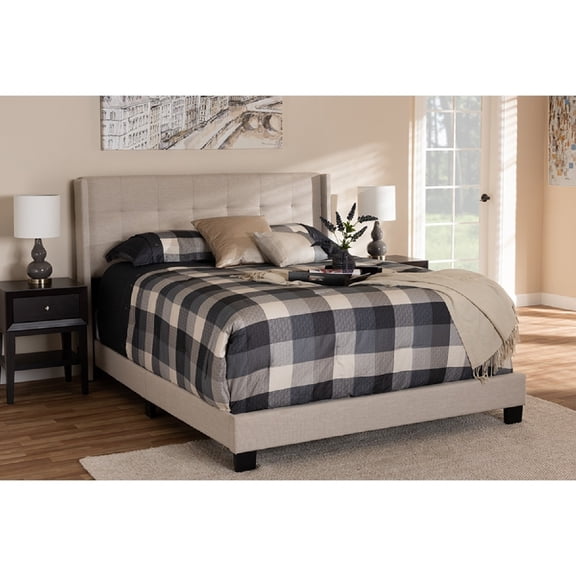 Baxton Studio Lisette Modern and Contemporary Grey Fabric Upholstered Queen Size Bed