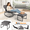 thumbnail image 2 of Ktaxon Rocking Chair with Ottoman &Plush Cushion, Metal Rocker Set for Indoor Outdoor, Grey, 2 of 10