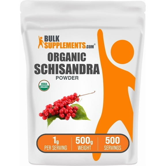 BulkSupplements Organic Schisandra Powder - 1g per Serving - 500 Grams (1.1 lbs) - 500 Servings