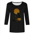 thumbnail image 4 of Raeneomay 3/4 Length Sleeve Womens Tops Women's Independence Day Round Neck T-Shirt Loose Top, 4 of 5