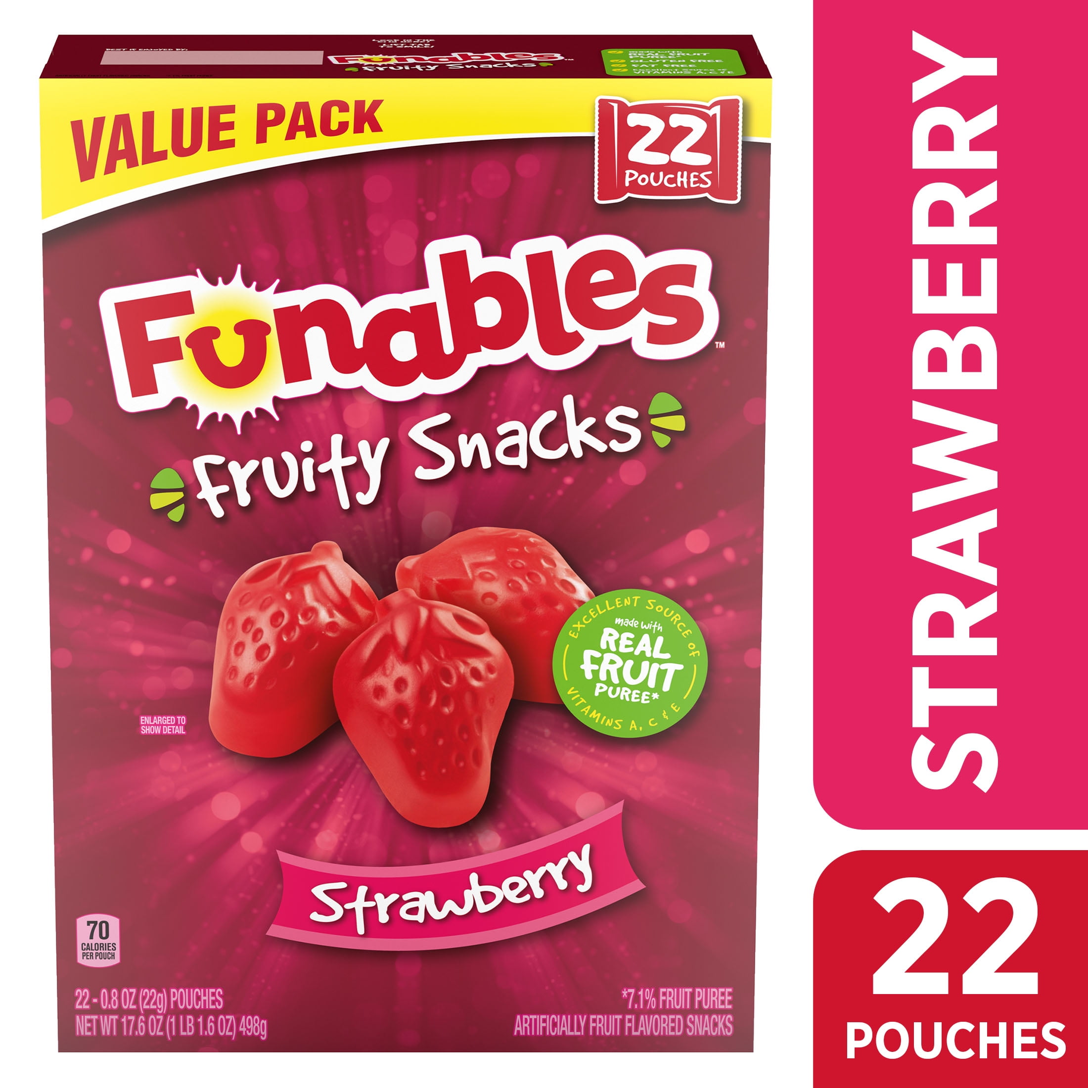 Funables Strawberry Flavored Fruit Snacks, 17.6 oz, 22 Count