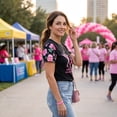 thumbnail image 5 of Mfakffe Breast Cancer Shirts for Women October Breast Cancer Awareness Short Sleeve Tee Pink Ribbon Print Crew Neck Casual T-Shirt for Breast Cancer Support, 5 of 5