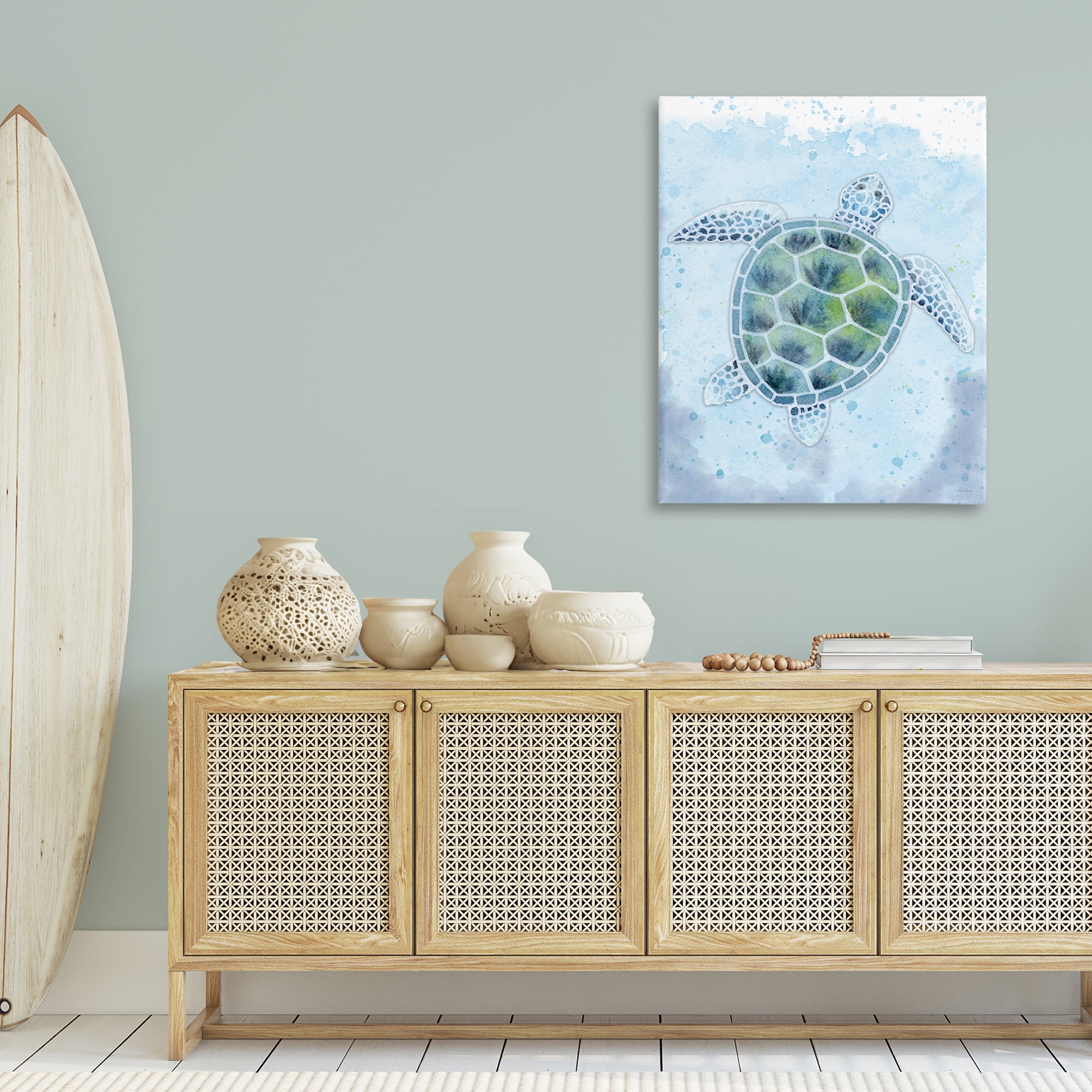 Stupell Industries Stained Glass Turtle Nautical & Beach Painting Wrapped Canvas Art Print Wall Art, 30 x 40
