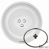 9.6 Inch Replacement Glass Turntable Plate For Small Microwaves, Universal 3-Piece Set With Adapter Ring & Roller, Heat-Resistant Round Glass Tray Compatible With LG, Kenmore, Panasonic (24.5 Cm)