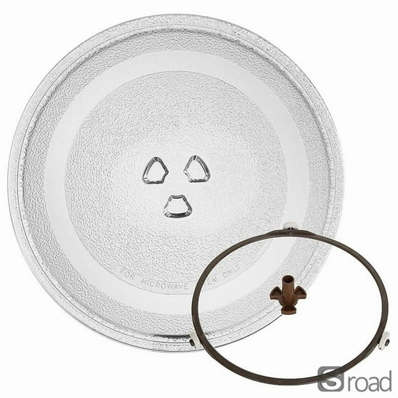 9.6 Inch Replacement Glass Turntable Plate For Small Microwaves, Universal 3-Piece Set With Adapter Ring & Roller, Heat-Resistant Round Glass Tray Compatible With LG, Kenmore, Panasonic (24.5 Cm)
