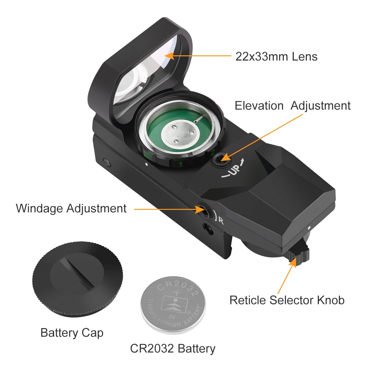 Feyachi Dot Sight - Adjustable Reticle (4 Styles) Both Red and Green in one Sight!