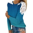 thumbnail image 1 of CEHVOM Blouse d'Été Décontractée à Manches Longues pour Femmes Col Rond Imprimé Dentelle T-Shirt Liquidation, 1 of 5