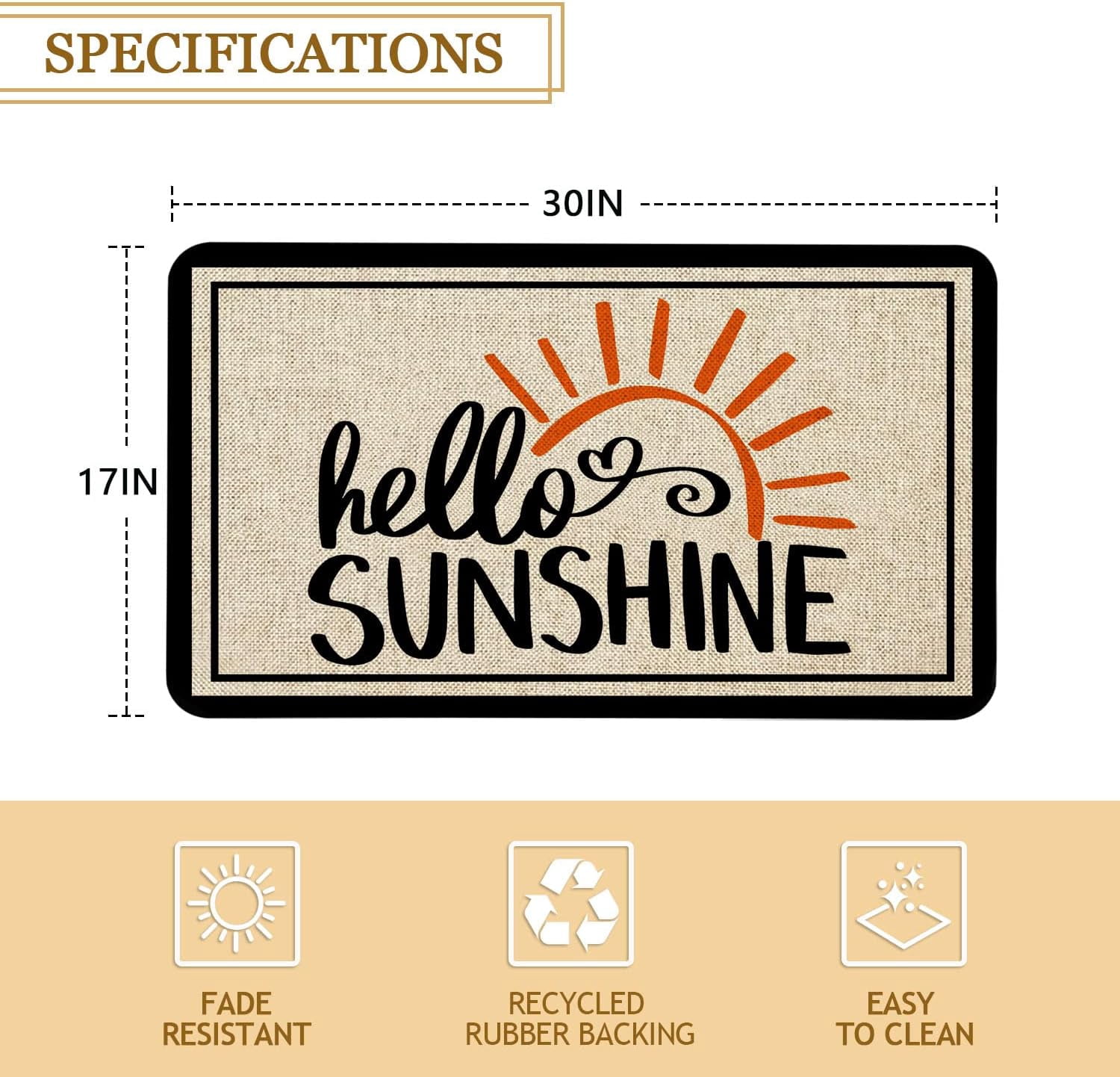 Summer Door Mat 30 X 17 Inch Hello Sunshine Doormat Indoor Outdoor Entrance Floor Mat Non Slip Summer Decor Rubber Welcome Mats