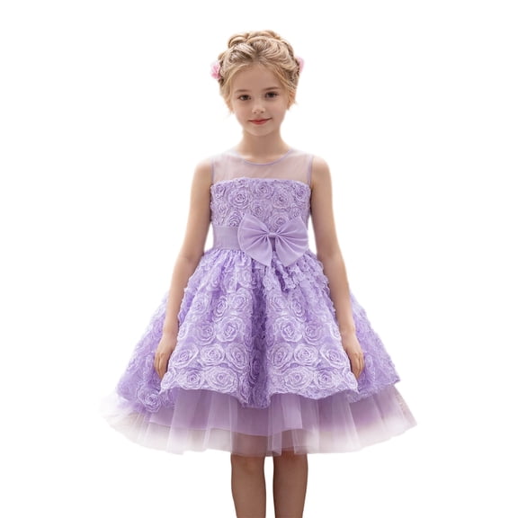 FYDUU Flower Girl Dress Wedding Guest Dresses Girls Birthday Party Dress Princess Dresses Formal Pageant Gown Elegant Tulle Dress 2-3 Years