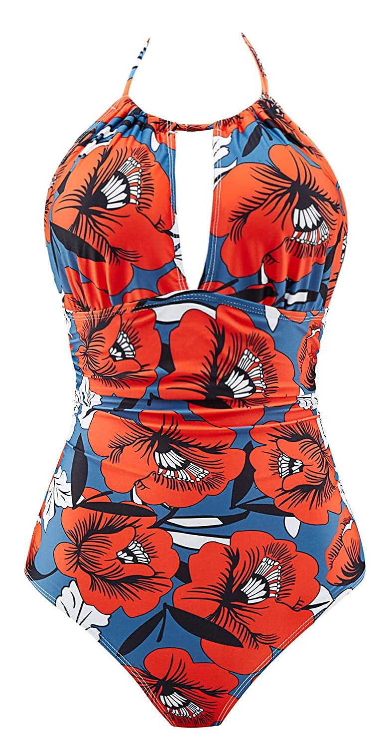 B2prity Women's Slimming One Piece Swimsuits Tummy Control Bathing Suit