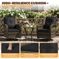 thumbnail image 4 of Clouddwell 3 Pieces Patio Furniture Set, Patio Swivel Rocker Chairs Set of 2, Wicker Outdoor Bistro Set with Rocking Chair, Black/Yellow Brown, 4 of 8
