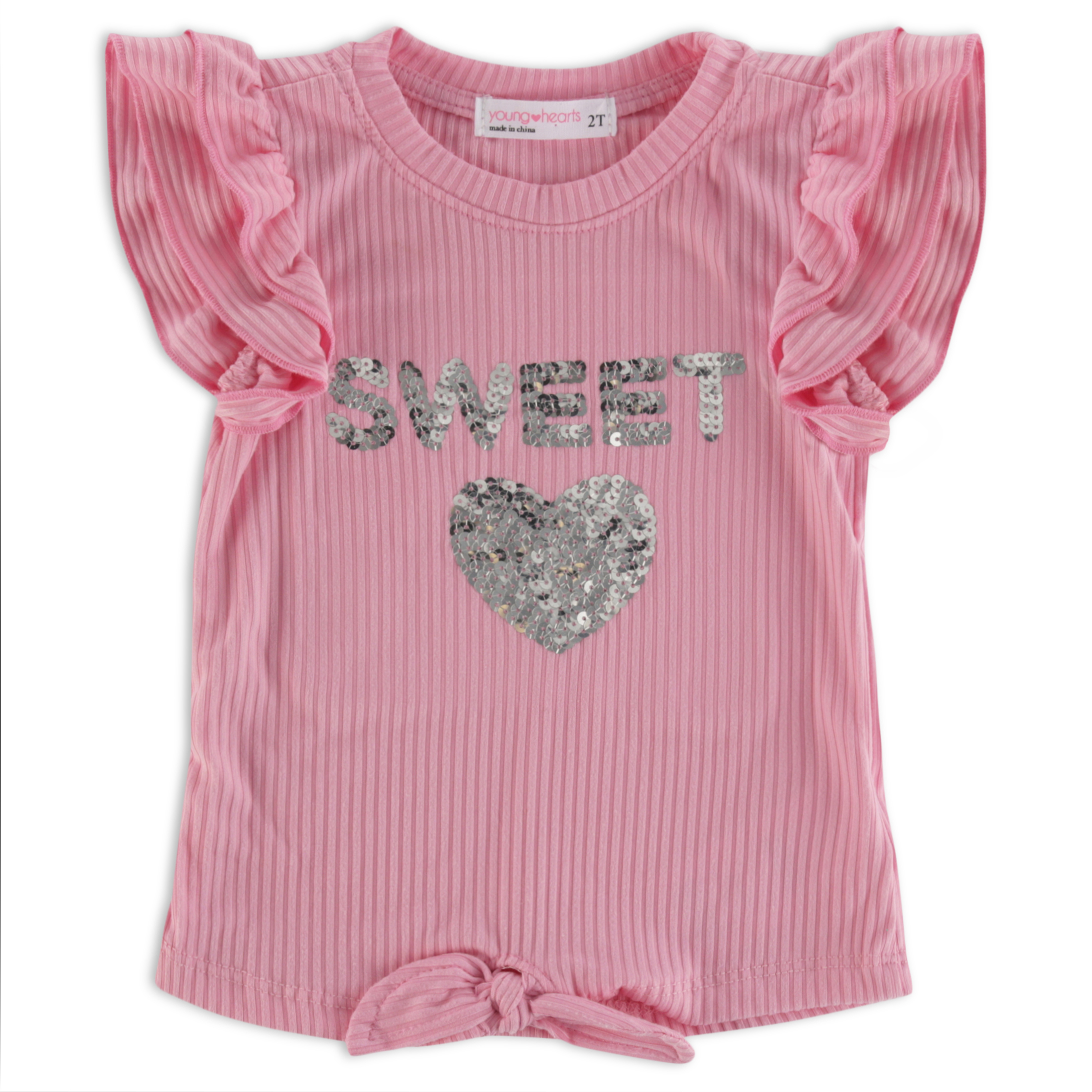Young Hearts Toddler Girl 2Pk Short Sleeve Tops , Size 2T-4T