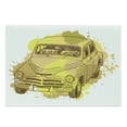 thumbnail image 1 of Grunge Cutting Board, Retro Car with Digital Grunge Torn Splash Dirty Graffiti Like Urban Illustration, Decorative Tempered Glass Cutting and Serving Board, Large Size, Green Mustard, by Ambesonne, 1 of 1