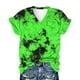 thumbnail image 3 of Puntoco Mujer Tie-Dye Cuello en V Túnica tops Crack Color Print Loose Manga corta tops Blusa Puntoco Puntoco-9114, 3 of 4