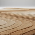 Wool Textured Area Rug Modern Hand-Tufted Wool Area Rug, Layered Wave Pattern, Beige, Camel ...