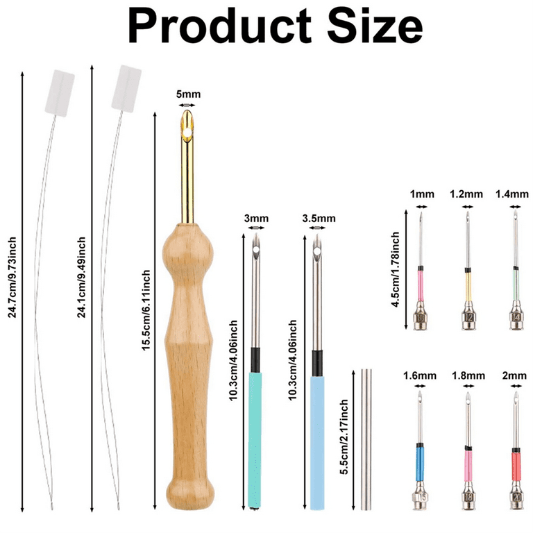 Kit Punch Needle Con Aghi 2.5mm/3mm/5mm - Per Ricamo E Lavori Fai Da Te - Include Penna In Legno - Foto 8