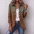 thumbnail image 2 of Floral Print Blazers for Women Long Sleeve Ruffled Lapel Collar Blazer Vintage Single Breasted Casual Fall Daily Wear Coat Brown L, 2 of 7