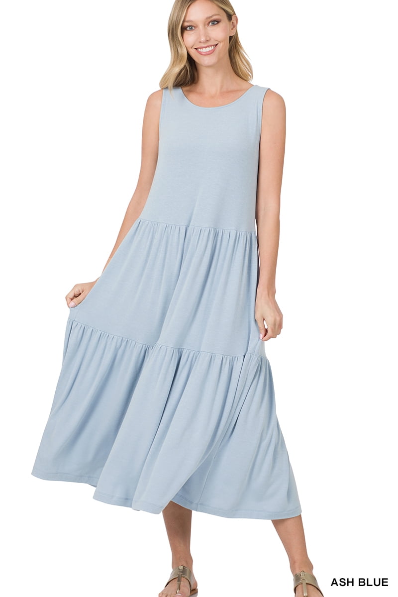 Sun Neck Ruffle Zenana's Women & Plus Round Neck Sleeveless A-Line Ruffle Tiered Casual ...