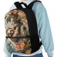 thumbnail image 4 of Uourmeti Sloth Floral Pattern Backpack, Smooth Zipper School Backpack 17 Inchs Personalized Student Bookbag for Daily Use Work, 4 of 6