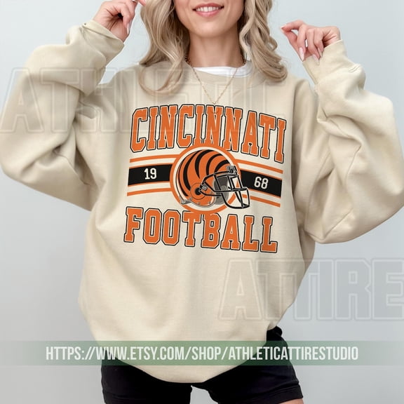 Cincinnati Football Vintage Crewneck Sweatshirt, Game Day Pullover, 90s Cincinnati Football Fan Gift