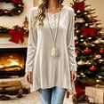 thumbnail image 5 of Karymi Solid Velvet Tunic Womens Tops, Crew Neck Half Button Long Sleeve Loose A-line Hem Pullover, 5 of 7