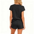 thumbnail image 6 of Byworldtasic Women's Short Sleeve Pajama Sets Casual V Neck 2 Piece Lounge Sets Vacation Trendy Airport Suits, 6 of 7