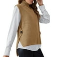 thumbnail image 4 of Yigetop Knit Vest for Women Ladies' Solid Color Knit Turtleneck Pullover Loose Sleeveless Vest Sweater Vest Women Khaki XL, 4 of 5