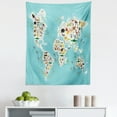 thumbnail image 1 of Wildlife Tapestry, Graphic World Map Continents Islands Ocean Showing Local Animal Species Concept, Fabric Wall Hanging Decor for Bedroom Living Room Dorm, 5 Sizes, Multicolor, by Ambesonne, 1 of 1