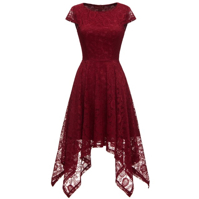EGNMCR Robes d'Été Femmes Tendance 2024 Mode Femme Grenadine Ajourée Col Rond Robe de Soirée Robe de Fête