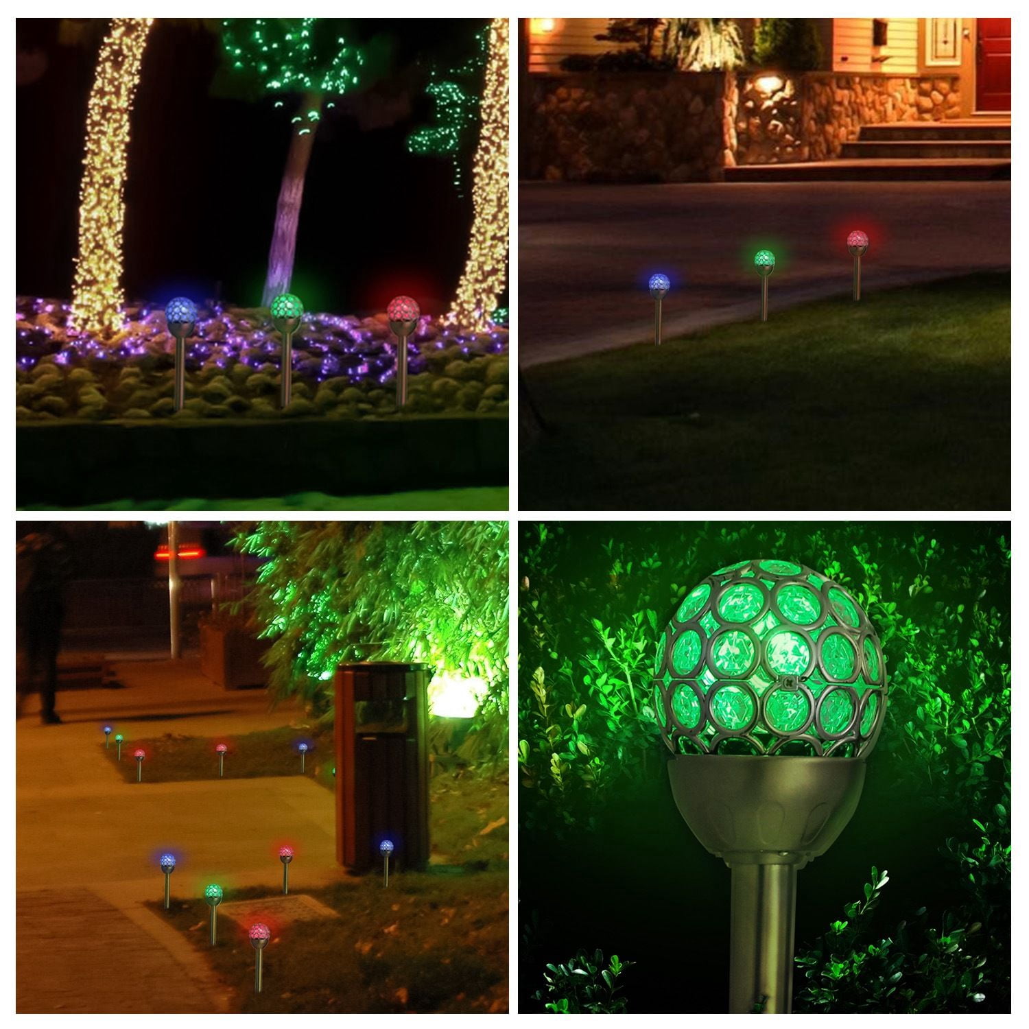 3Pcs Outdoor Solar Lights IP44 Waterproof Ball RGB Light Garden Decor Lamp Landscape Christmas