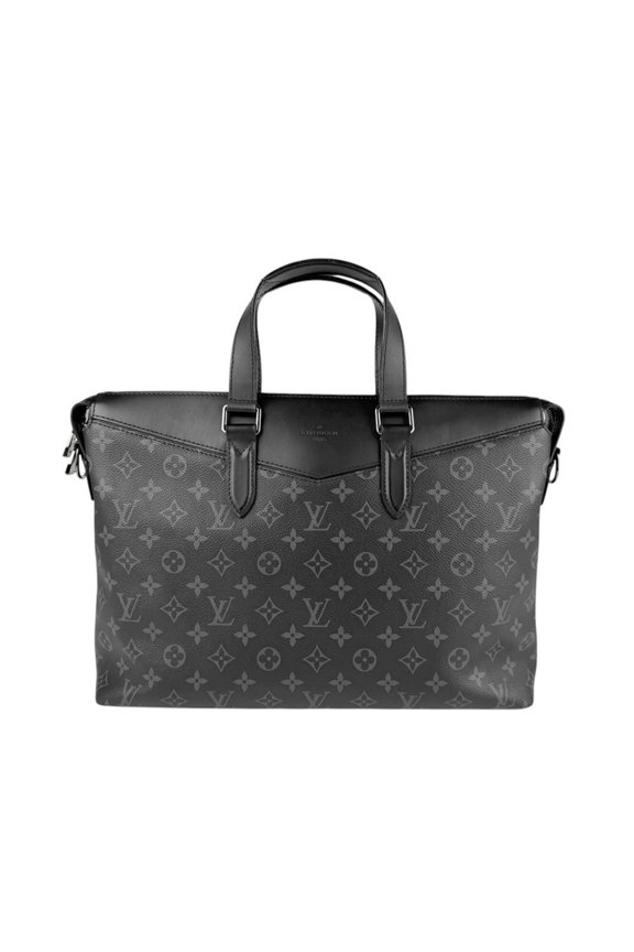 Pre-Owned Louis Vuitton Monogram Eclipse Explorer Briefcase, Black, Men's, M40566, Free...
