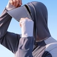 thumbnail image 2 of Camisa de protección solar con capucha para hombre, camisa de refrigeración con cremallera completa, sudadera con capucha suave de manga larga para 2XL Gris Profundo, 2 of 8