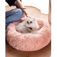 thumbnail image 3 of Cama genérica para mascotas, lavable, 50/60 cm, redonda, piel sintética de felpa, rosa, 3 of 7