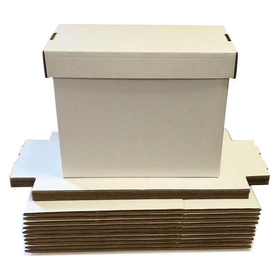 White Classic Comic Book Storage Box - Set of 8, Holds 150-175 Comics, Stackable, Short (15.75" L x 7.5" W x 10.75" H)