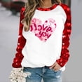 thumbnail image 2 of VALMASS Chandails en Molleton à Col Rond pour Femmes de la Saint-Valentin Manches Raglan Hauts Décontractés Mode Imprimé Cœur Pull Blouses (2TG, F Rouge), 2 of 4