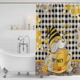 thumbnail image 3 of Yellow Gnomes Shower Curtain, Waterproof Shower Curtains for Bathroom, Vintage Buffalo Plaid Black Bee Daisy Washable Fabric Bathtub Curtain Set Bath Decor with 12 Hooks Standard 72"x72", 3 of 8