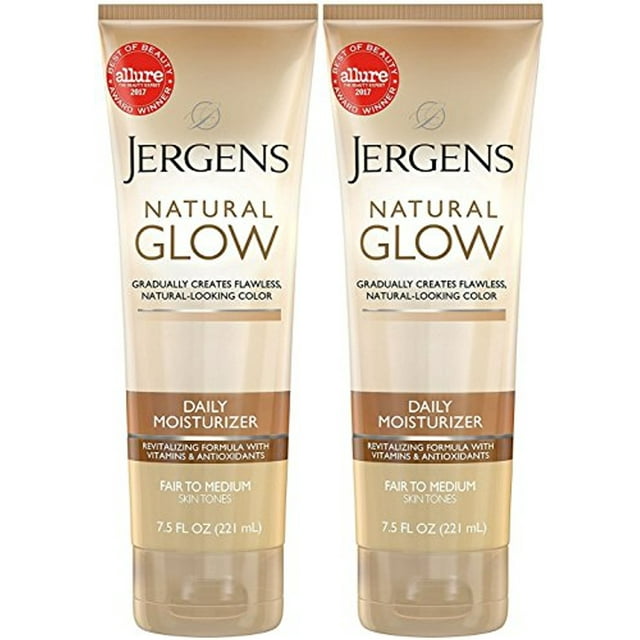 2 PACK JERGENS Natural Glow Daily Moisturizer Fair/Medium 7.5 oz