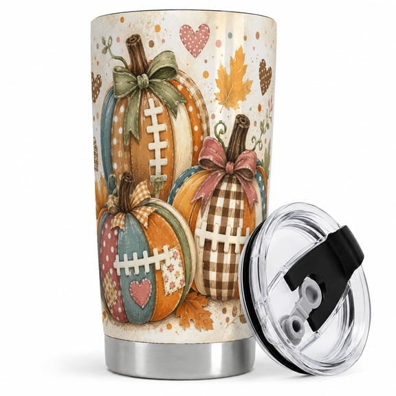 Patchwork Pumpkin 20oz Tumbler, Stainless Steel Insulated Drinkware