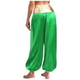 thumbnail image 2 of renvena High Waist Silky Satin Arabian Harem Pants for Women for Rave Halloween Cosplay Dancewear Green 3XL, 2 of 7