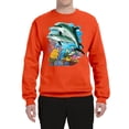 thumbnail image 2 of Pair of Dolphins Swimming in Ocean Animal Lover Unisex Crewneck Graphic Sweatshirt, Orange, 3XL, 2 of 3