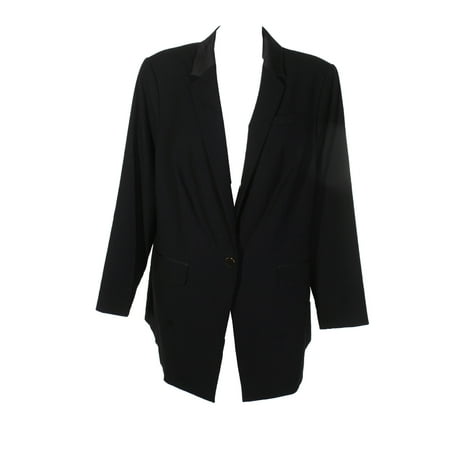 Calvin Klein Black Blazer - Calvin Klein Plus Size Black Single Button Notched Lapel Satin Trim Blazer 20W