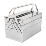 Tool Box, Portable 3 Layers Metal Tool Box, Durable Folding Tool Chest Organizer With 5 Stainless Steel Cantilever Tool Trays, Keyhole For Garage Trunk, Household, Office
