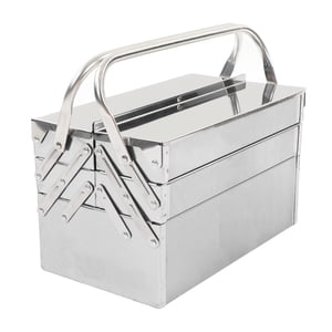 Boîte à outils, portable 3 Couches boîte à outils en métal, pliable outil pliant organisateur de poitrine avec 5 Cantilever en acier inoxydable, trou de serrure pour le coffre de garage, ménage, bureau
