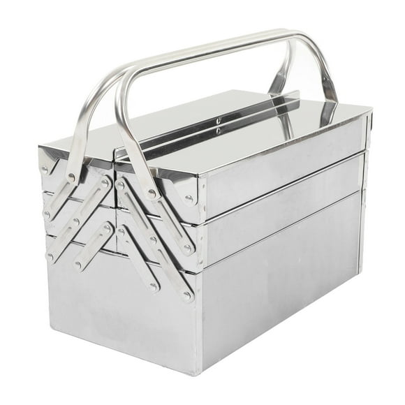 Stainless Steel 5-Tray Cantilever Tool Chest: Heavy-Duty Folding Storage Organizer with Reinforced Dual-Side Support, Rust-Proof Spray-Painted Surface, and Keyhole Design for Auto Repair, Workshop,