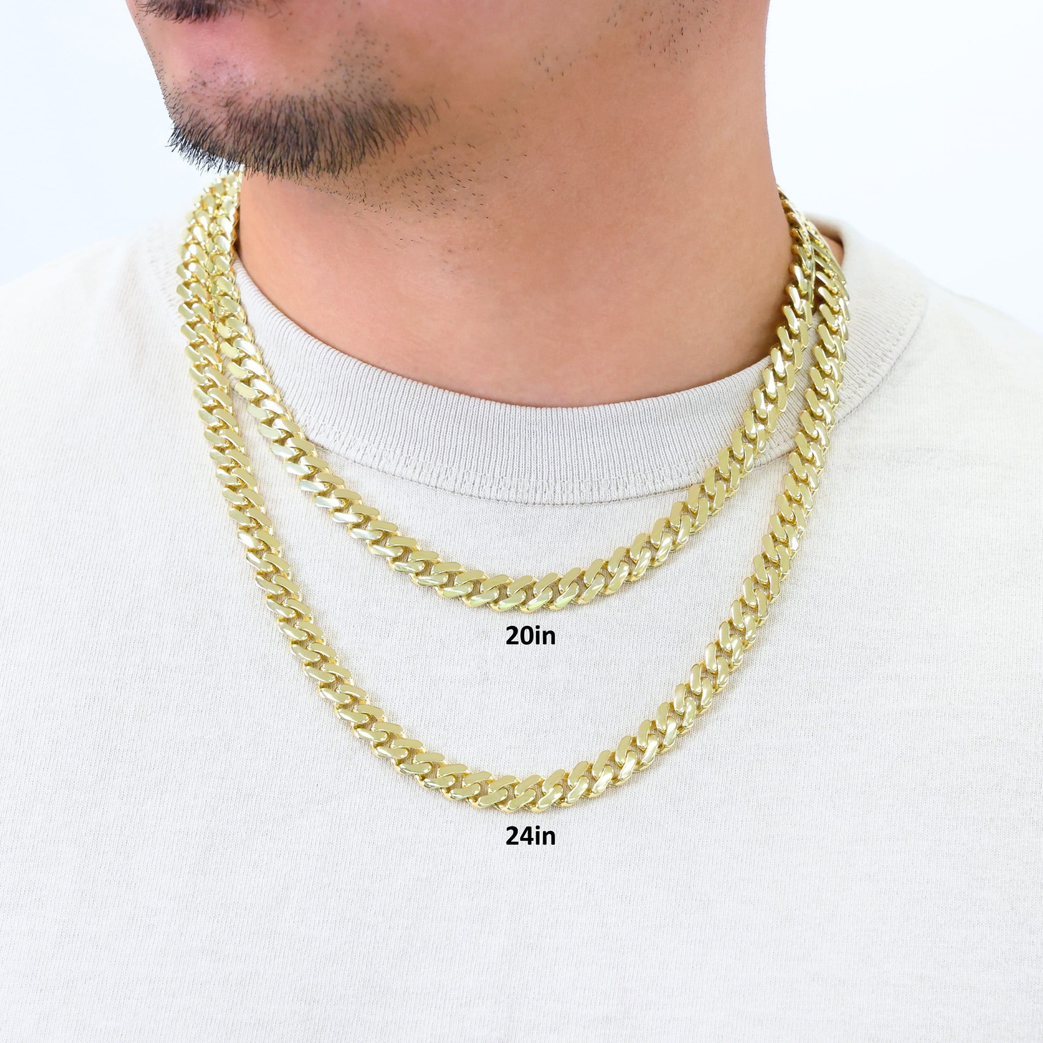 Nuragold 10k Real Yellow Gold Royal Monaco 9mm Miami Cuban Link Necklace (16"-30") Italian Jewelry for Men & Women