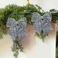 thumbnail image 6 of HomeDM Glitter Christmas Bow Ornaments for Christmas Tree Decorations 7.87" X 9.84" Silver Shiny Wreath Bows Pendant for Tree Topper Garland Wedding Fireplace Party Home Decor, 6 of 6