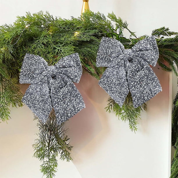 Mariposas navideñas de tela con lentejuelas y purpurina, colgante para árbol de Navidad, decoración colgante, accesorios de decoración