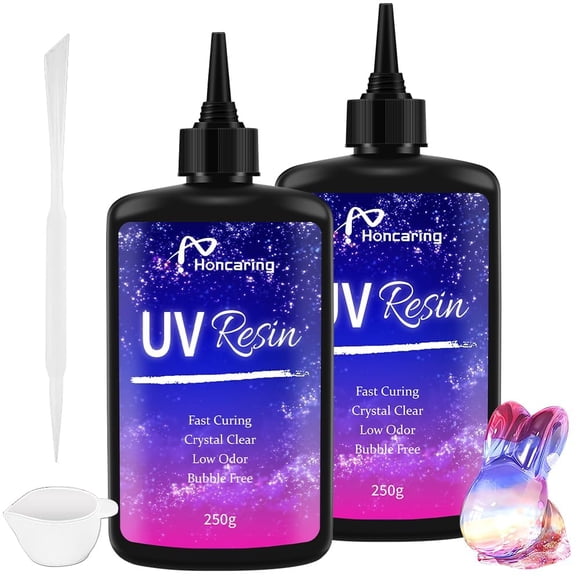 Kit de Resina UV Honcaring 500g Transparente sin Burbujas y Curado Rápido